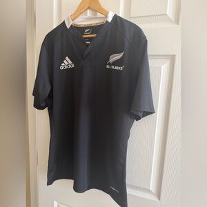 Adidas Men's Black and White Rugby Jersey